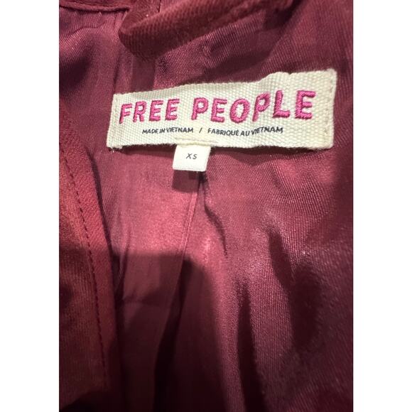 Corduroy Blazer Jacket Burgundy Fitted Career Casual Button Up - Picture 5 of 6